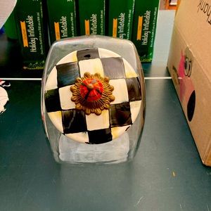 Mackenzie Childs courtly check cookie jar (well loved see pix)